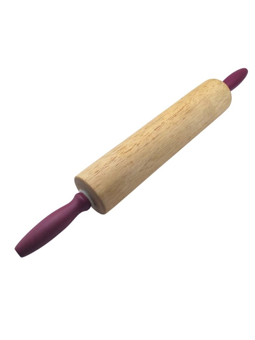 Wooden Rolling Pin Red Handles Wood 18" Baking Pastry Dough Vintage Farmhouse